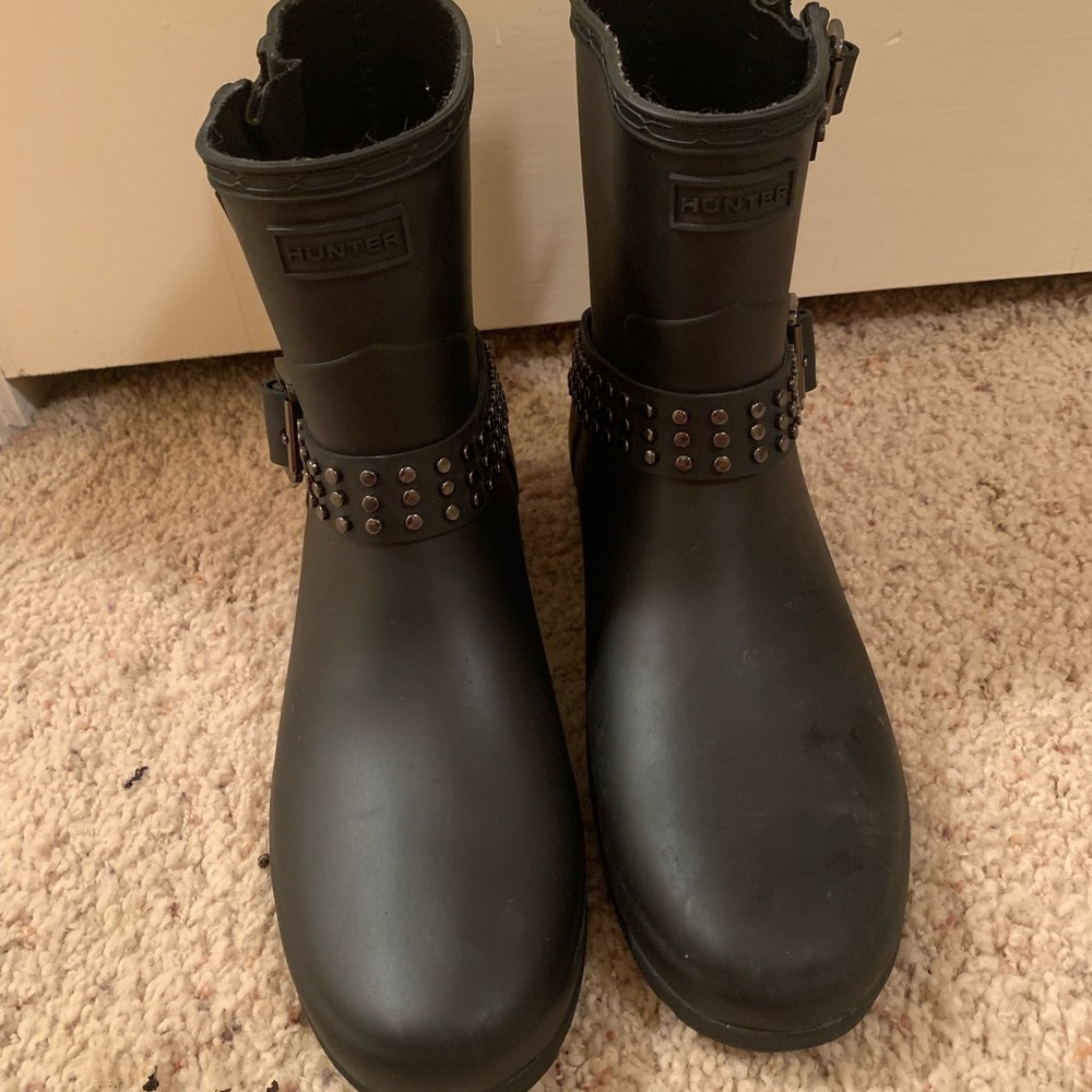 Hunter Black Studded Rain Boots